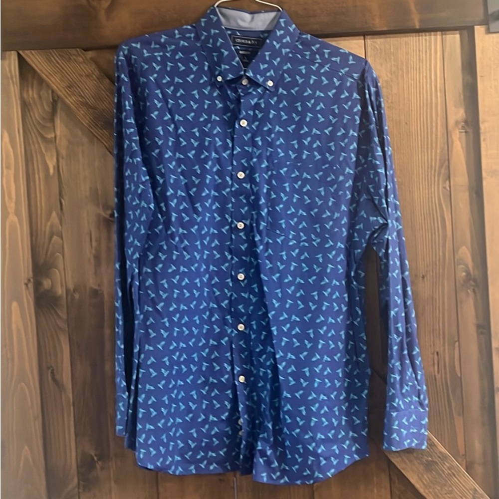 Crown & Ivy Navy Blue Triangle Print Shirt
